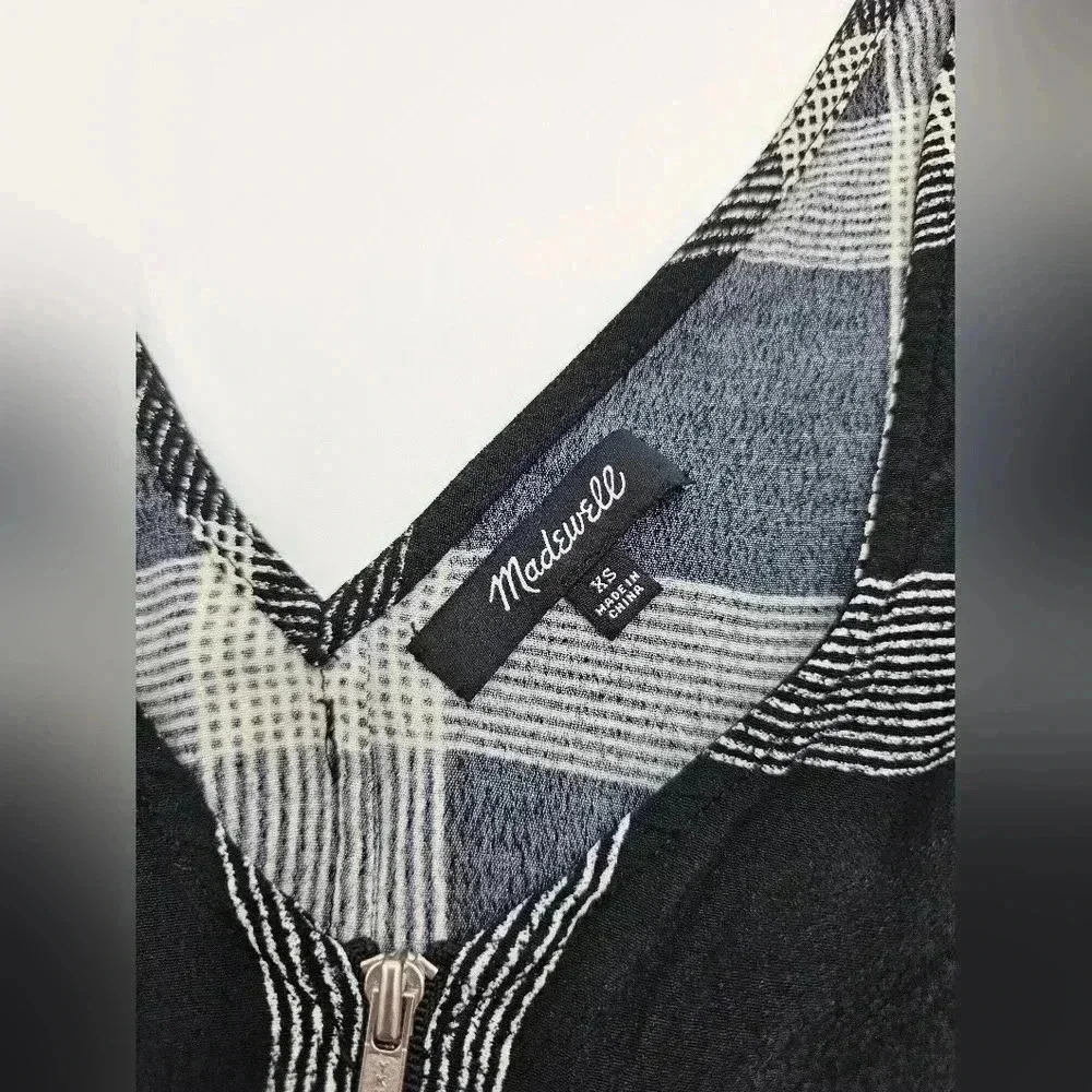 Madewell Women's XS Black and White Plaid Sheath Dress - Picture 9 of 10